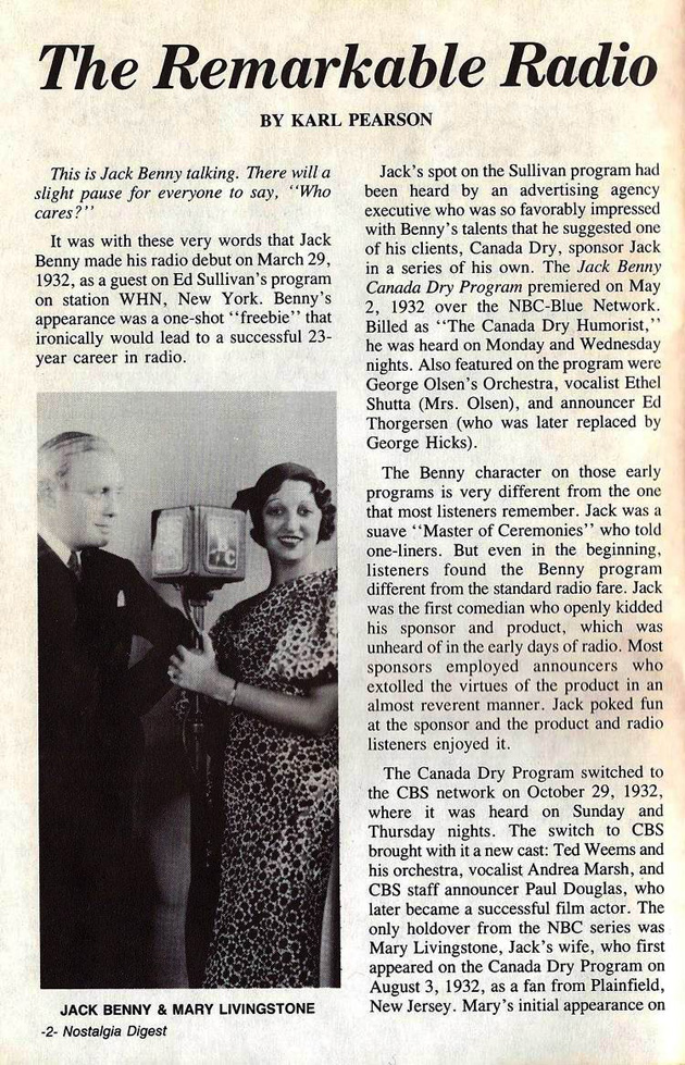 Radio Career Of Jack Benny