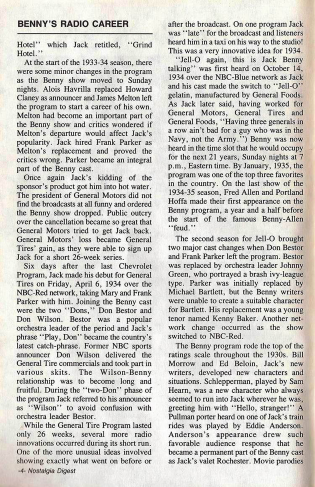 Radio Career Of Jack Benny