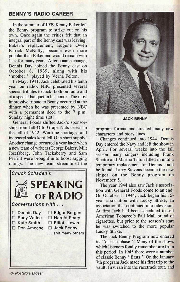 Radio Career Of Jack Benny