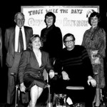 During the event, two more former Quiz Kids joined the panel. Photo shows, from left, Chuck Schaden (never a Quiz Kid!) with Bill Nesbitt, Maureen Buckley Toner, Sheila Conlon, Lon Lunde, Ruth Duskin Feldman, Patrick Owen Conlon.Photos by Margaret Warren.