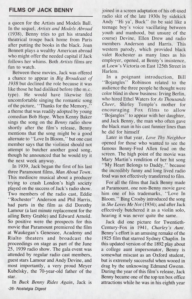 Films Of Jack Benny
