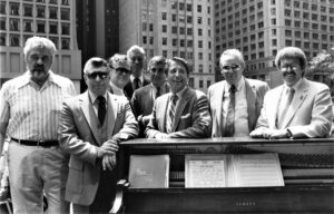 MAY 17, 1982 Radio personalities at Chicago's Daley Plaza are Dick Buckley (from left), Steve Hodges, Art Hellyer, Claude Kirschner, Jay Andres, Rick Patton, Ken Nordine and Chuck Schaden